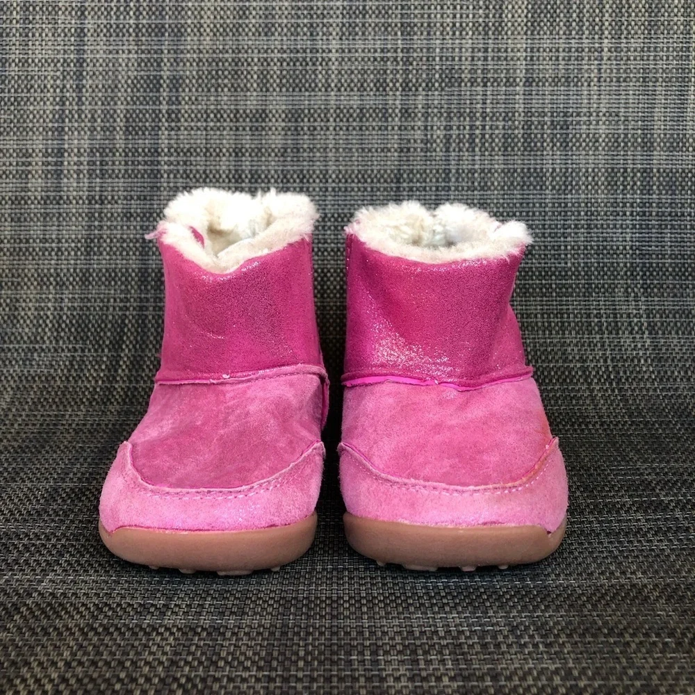 Carter's Every Step Stage 3 Girl's Sparkly Pink Leather Boots Shoes Size:4